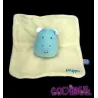 SUCRE D'ORGE doudou plat hippopotame jaune bleu