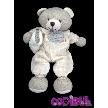 DOUDOU ET COMPAGNIE Doudou ours beige laine avec coussin