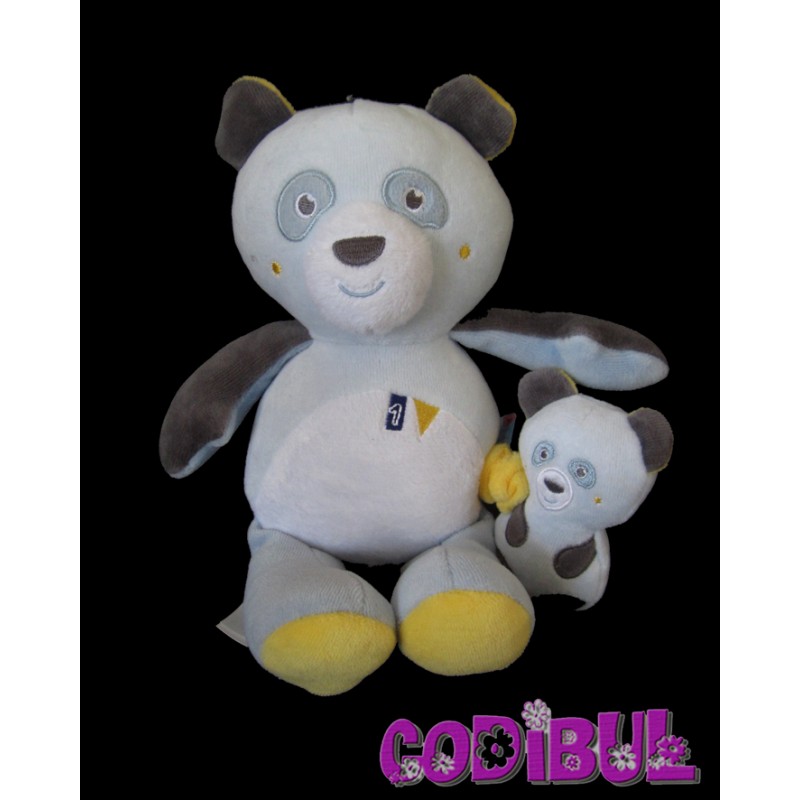 Sucre D Orge Doudou Musical Ours Panda Bleu Ciel Et Son Bebe