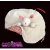 DPAM doudou plat rond lapin rose tissu fleurs