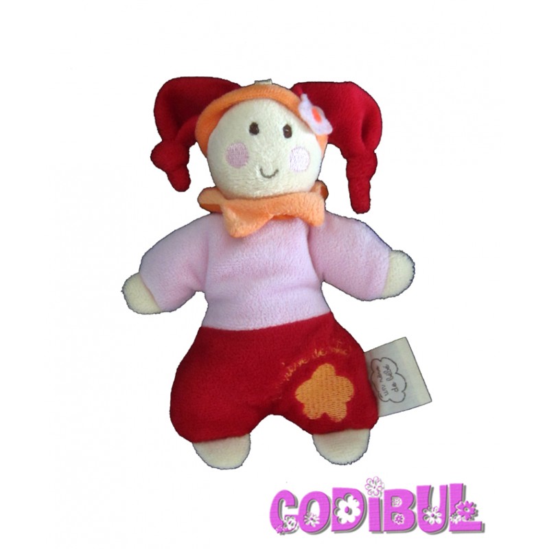 Doudou Lutin Hochet Rouge Rose Fleur Un Rêve De Bébé Cmp