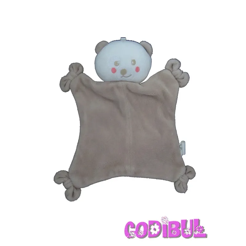SIPLEC doudou plat ours beige cocard empreintes