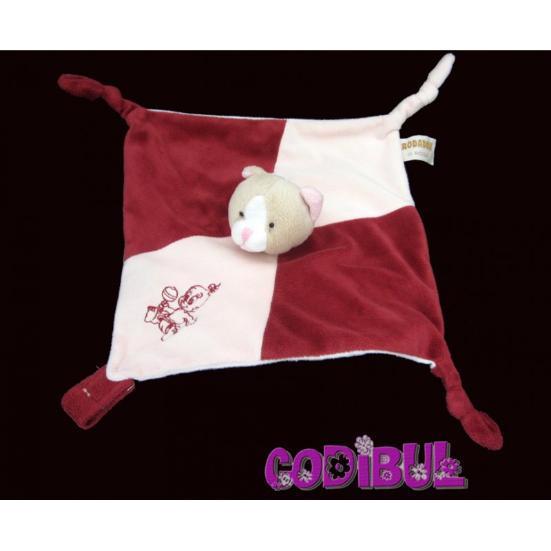 Rodadou Doudou Plat Chat Rose Attache Tetine Bebe