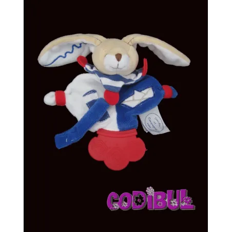 DOUDOU ET COMPAGNIE Lapin marin bleu blanc rouge bateau
