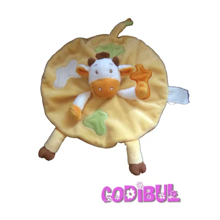KIMBALOO la halle Doudou plat vache jaune taches
