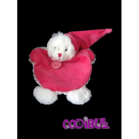 BABY NAT' doudou ours blanc rose calins