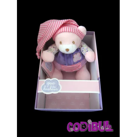 QUE DU BONHEUR doudou ours lilas boulidou