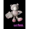 SUCRE D'ORGE Doudou ours gris rose étoile un petit message