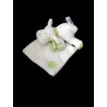 BABYSUN Doudou  White is White mouton blanc vert mouchoir