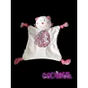 AUBERT doudou chat blanc rose fleurs P'tit Bisou