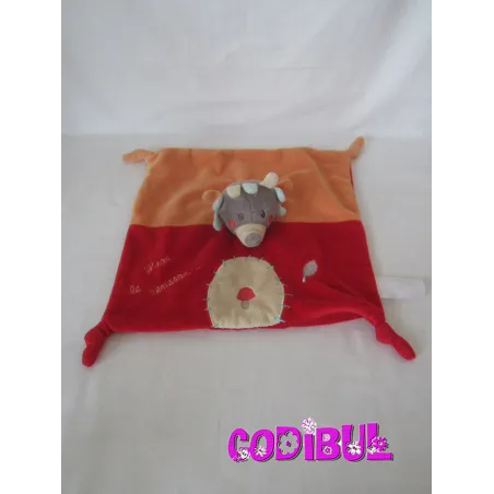 KIABI JOGYSTAR doudou plat léon le hérisson rouge orange
