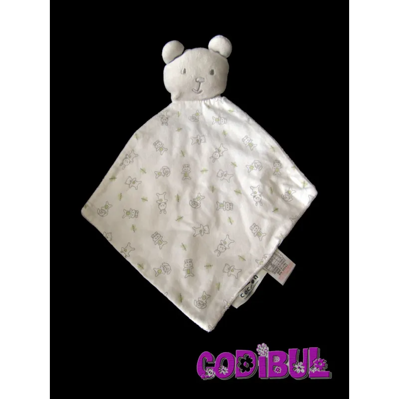 LA REDOUTE cocoon doudou plat ours blanc gris