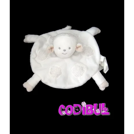 LA HALLE doudou plat mouton brioche blanc beige nuages