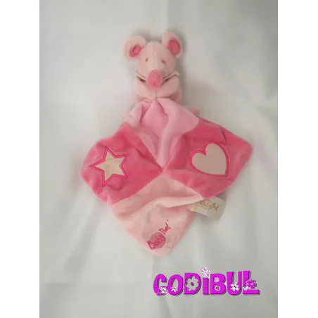 BABY NAT' doudou souris rose coeur étoile mouchoir
