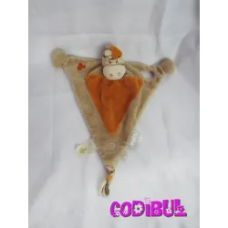 NOUKIE'S doudou plat triangle zèbre zamba orange