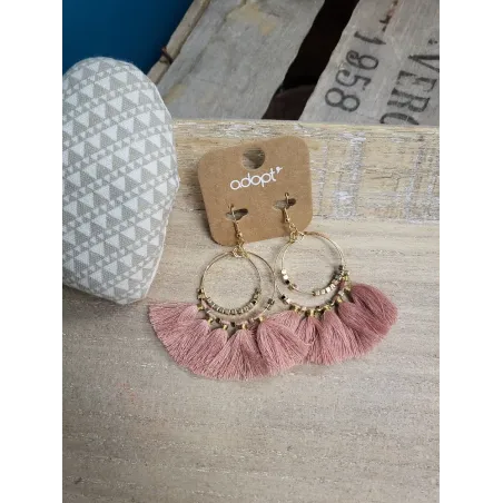 boucles d'oreilles cercles pompons adopt'
