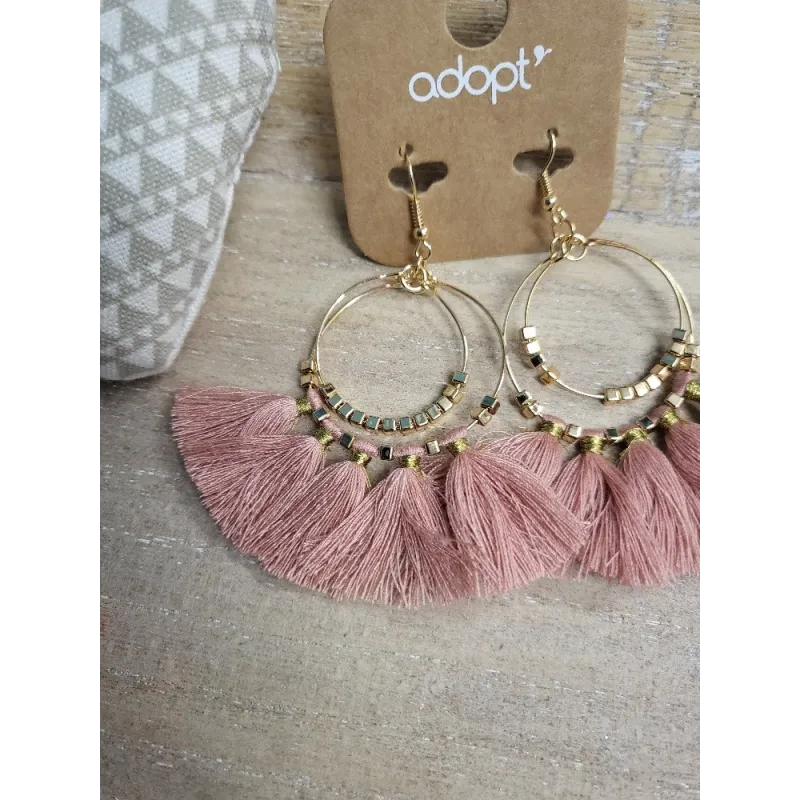 boucles d'oreilles cercles pompons adopt'