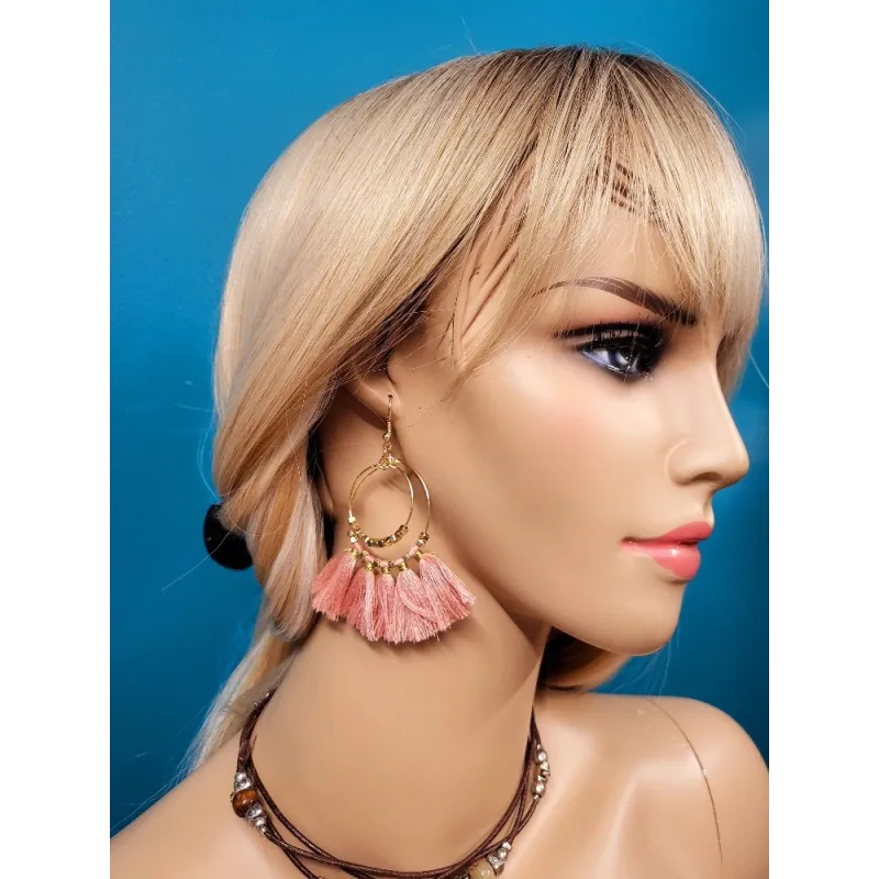 boucles d'oreilles cercles pompons adopt'