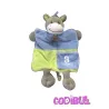 BABY NAT' doudou plat marionnette âne bleu vert