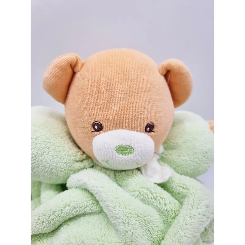 KALOO Doudou pantin ours plume vert clair