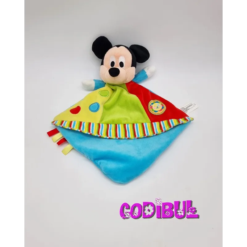 DISNEY NICOTOY doudou Mickey bleu vert rouge jaune Lion