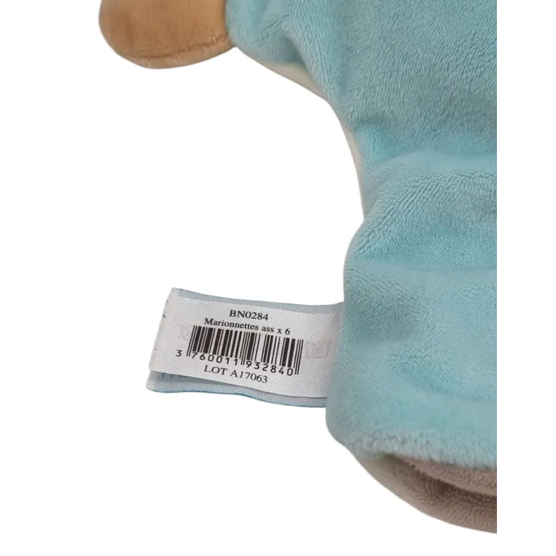 BABY NAT' doudou plat marionnette girafe blanc bleu