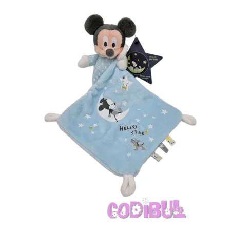 DISNEY Baby doudou mickey phosphorescent bleu HELLO STAR