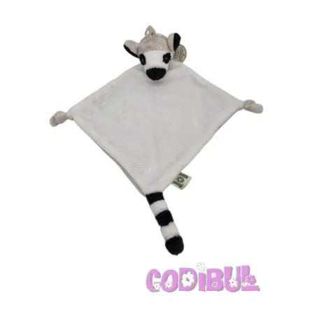 Nature Planet doudou lémurien blanc noir