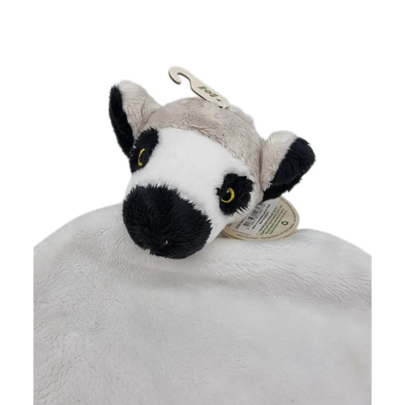 Nature Planet doudou lémurien blanc noir