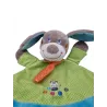 MOTS D'ENFANTS doudou plat chien bleu vert