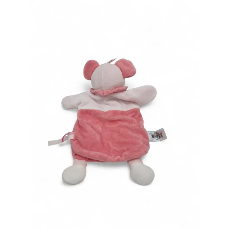 BABY NAT' doudou plat marionnette souris rose Tipioux