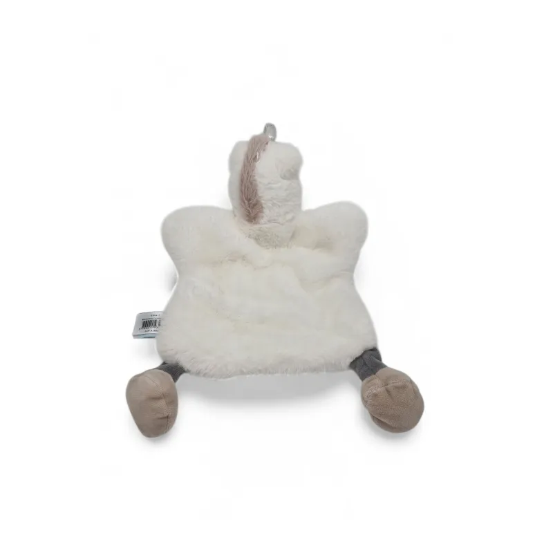BABY NAT' doudou plat marionnette licorne blanc et gris