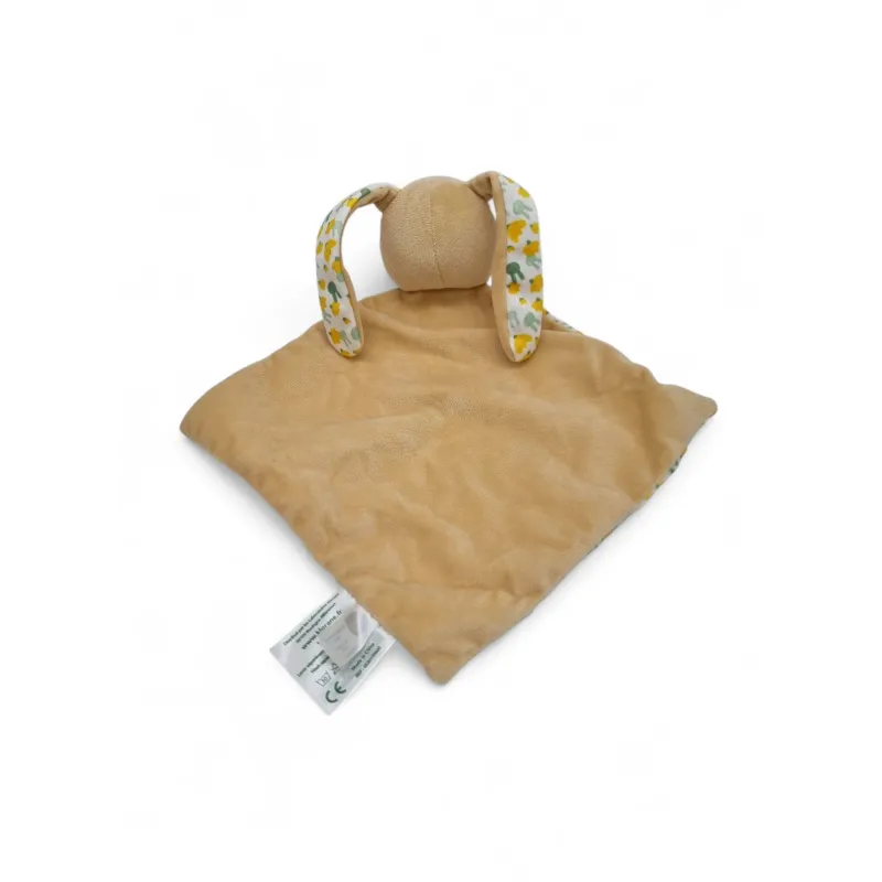 Klorane doudou plat lapin vert jaune fleurs