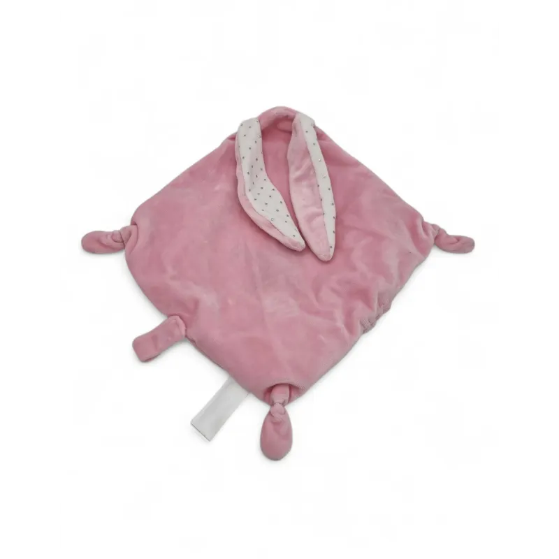 TEX BABY Doudou plat lapin rose étoile