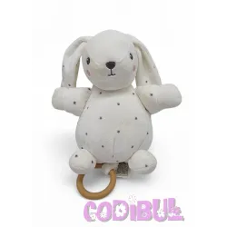 KIABI Simba doudou musical lapin blanc étoiles grises