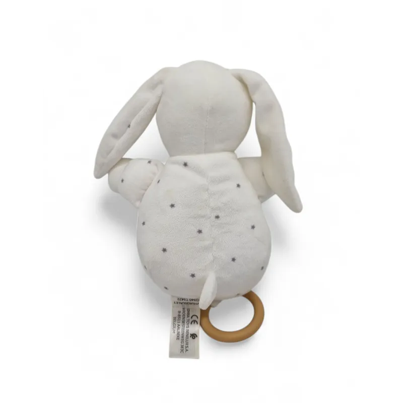 KIABI Simba doudou musical lapin blanc étoiles grises