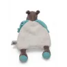 BABY NAT' doudou plat hippopotame bazile blanc bleu
