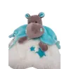 BABY NAT' doudou plat hippopotame bazile blanc bleu