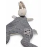 MOULIN ROTY Doudou plat lapin gris rayé bleu Aimée et Céleste