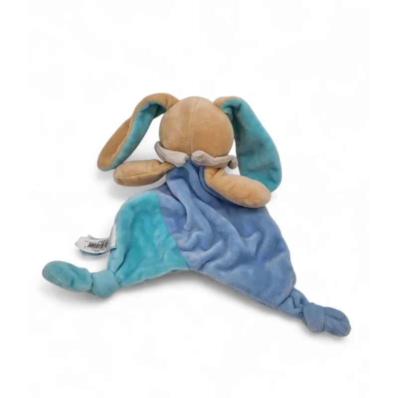 BABY NAT' Doudou plat luminescent lapin bleu étoile lune