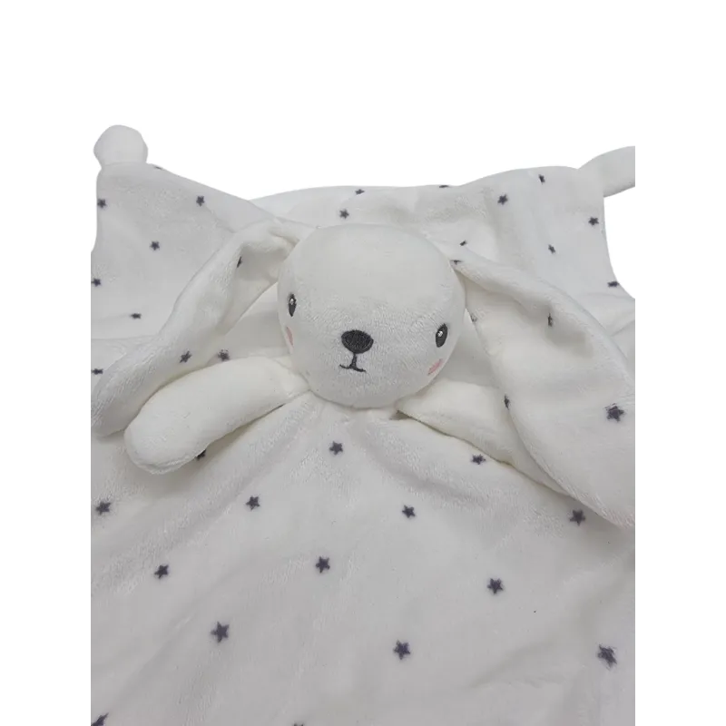 KIABI Simba doudou plat lapin blanc étoiles grises
