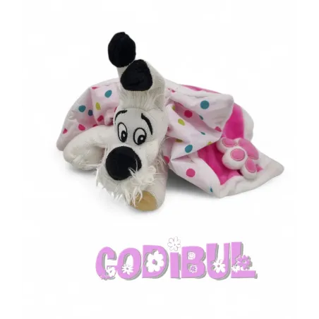Parc Astérix doudou chien Idéfix avec couverture rose