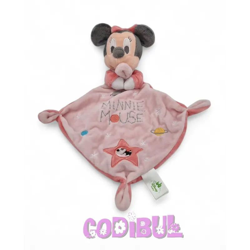 DISNEY BABY Doudou Minnie rose avec mouchoir étoile planètes