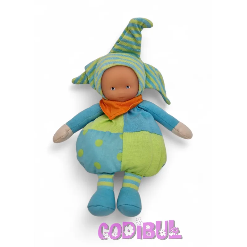 COROLLE Doudou Poupée lutin bleu vert avec grelot