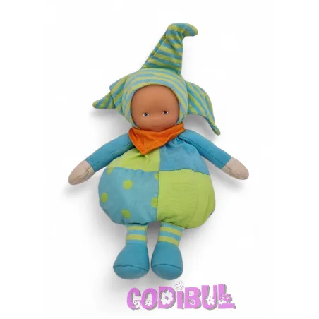 COROLLE Doudou Poupée lutin bleu vert avec grelot