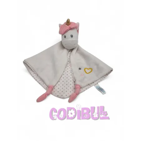 Jemini doudou plat licorne blanc rose
