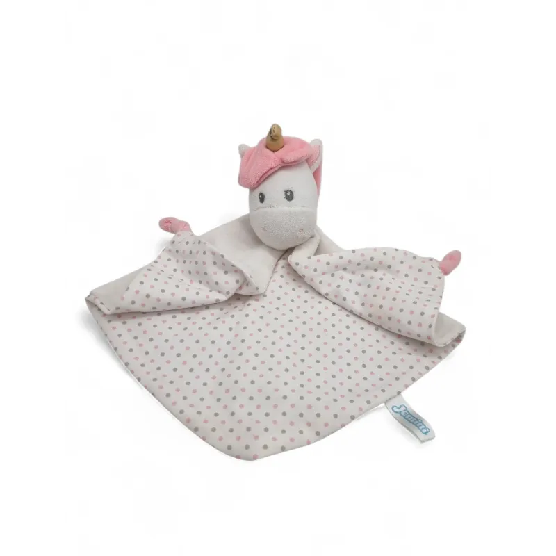 Jemini doudou plat licorne blanc rose