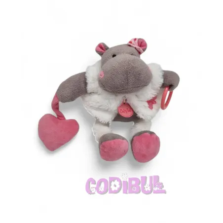 BABY NAT' doudou plat hippopotame Zoé marron blanc rose