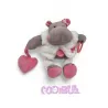 BABY NAT' doudou plat hippopotame Zoé marron blanc rose