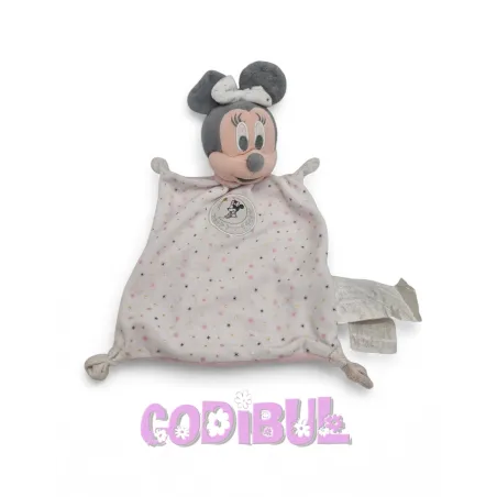 DISNEY SIMBA TOYS Doudou plat Minnie blanc rose étoiles